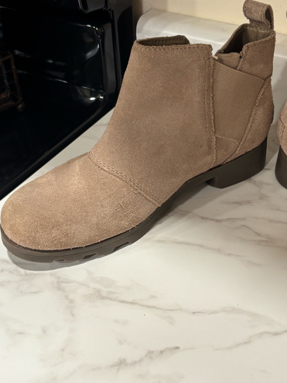 Sorel Emilie Chelsea Women's Suede Cattail Tan Ankle Boots I Size 4 - Picture 3 of 8